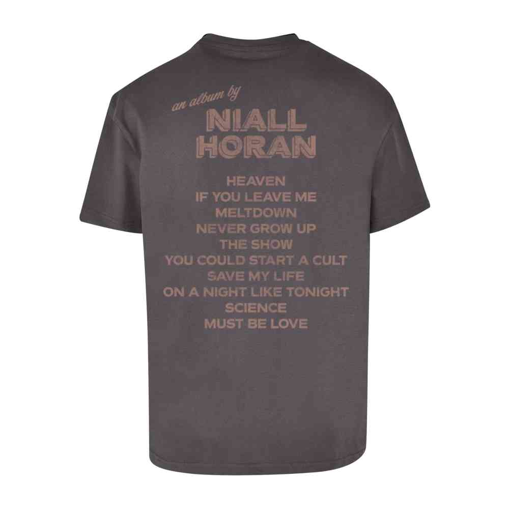 Merchcode Niall Horan - Monotone Tracklist Heavy Oversize Heren T-shirt - Grijs